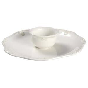 LENOX Butler's Pantry Chip & Dip Set 2-Piece White Round Italy 14” 6255277 NIB